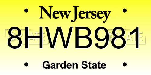 8HWB981 New Jersey License Plate