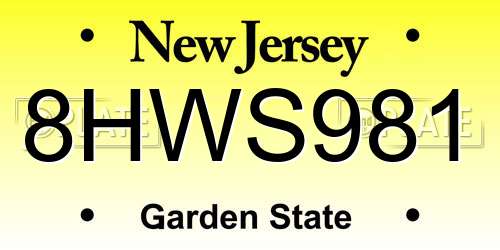 8HWS981 New Jersey License Plate