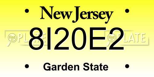 8I20E2 New Jersey License Plate