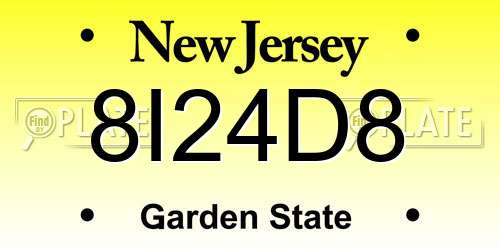 8I24D8 New Jersey License Plate