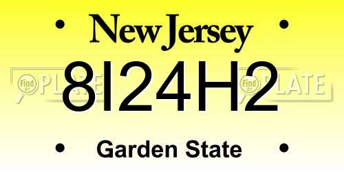 8I24H2 New Jersey License Plate