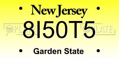 8I50T5 New Jersey License Plate