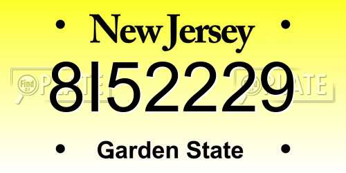 8I52229 New Jersey License Plate