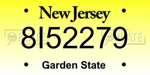 8I52279 New Jersey License Plate