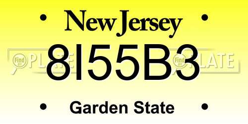 8I55B3 New Jersey License Plate