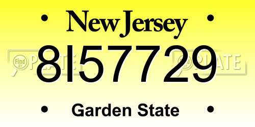 8I57729 New Jersey License Plate