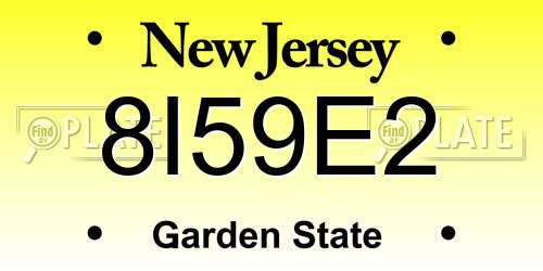 8I59E2 New Jersey License Plate