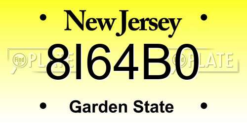8I64B0 New Jersey License Plate