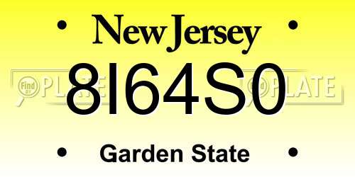 8I64S0 New Jersey License Plate