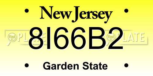 8I66B2 New Jersey License Plate
