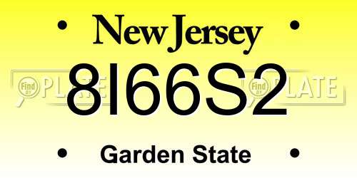 8I66S2 New Jersey License Plate