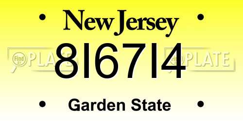 8I67I4 New Jersey License Plate