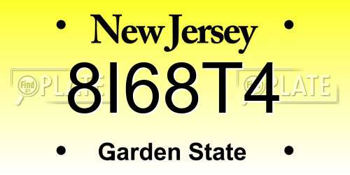 8I68T4 New Jersey License Plate