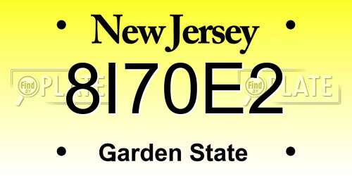 8I70E2 New Jersey License Plate