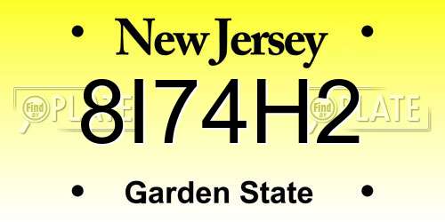 8I74H2 New Jersey License Plate