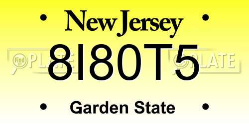 8I80T5 New Jersey License Plate