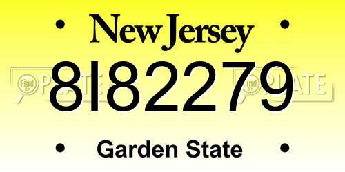 8I82279 New Jersey License Plate