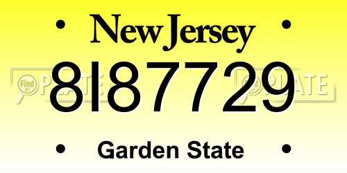 8I87729 New Jersey License Plate