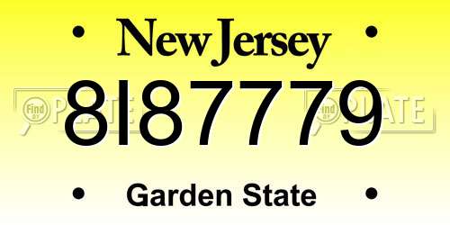 8I87779 New Jersey License Plate