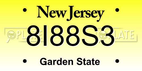 8I88S3 New Jersey License Plate