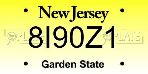 8I90Z1 New Jersey License Plate