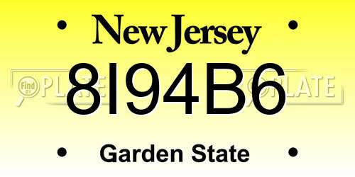 8I94B6 New Jersey License Plate
