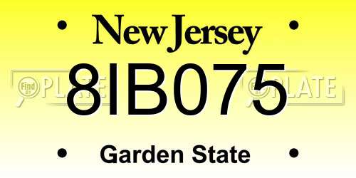 8IB075 New Jersey License Plate