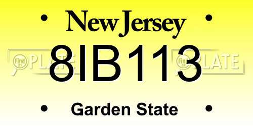 8IB113 New Jersey License Plate