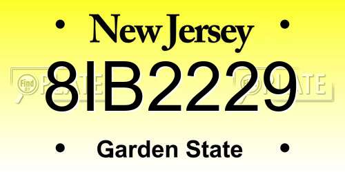 8IB2229 New Jersey License Plate
