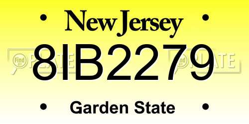 8IB2279 New Jersey License Plate