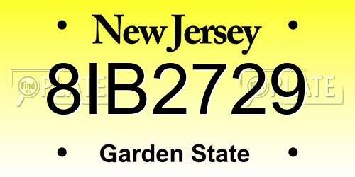 8IB2729 New Jersey License Plate