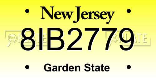 8IB2779 New Jersey License Plate