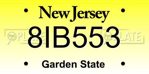 8IB553 New Jersey License Plate