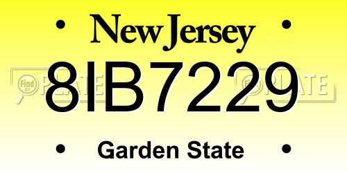 8IB7229 New Jersey License Plate