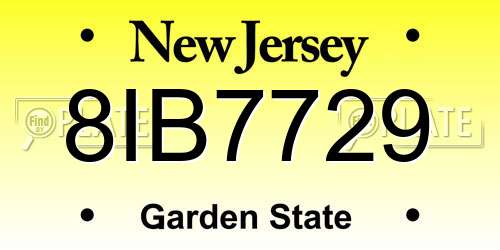 8IB7729 New Jersey License Plate