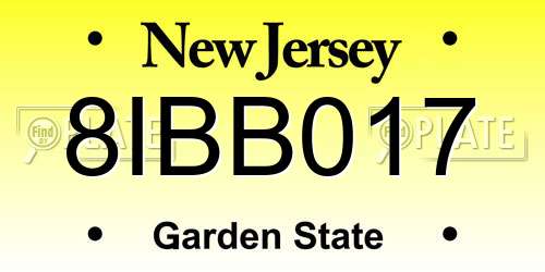 8IBB017 New Jersey License Plate