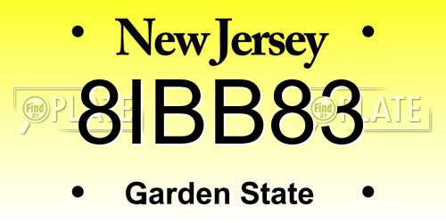8IBB83 New Jersey License Plate