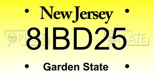 8IBD25 New Jersey License Plate