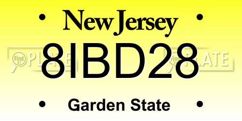 8IBD28 New Jersey License Plate
