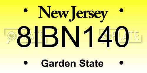 8IBN140 New Jersey License Plate