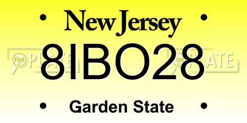 8IBO28 New Jersey License Plate