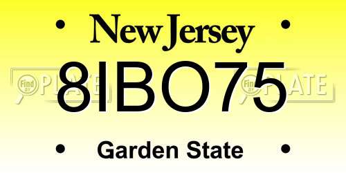 8IBO75 New Jersey License Plate