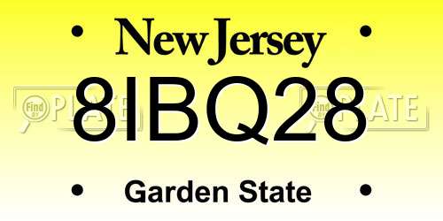 8IBQ28 New Jersey License Plate