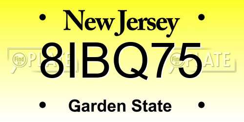 8IBQ75 New Jersey License Plate