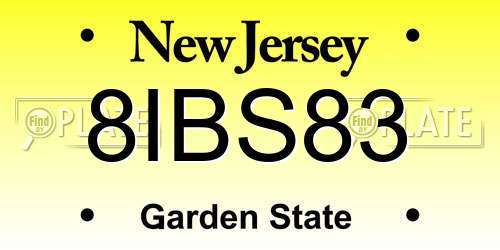 8IBS83 New Jersey License Plate
