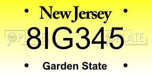 8IG345 New Jersey License Plate