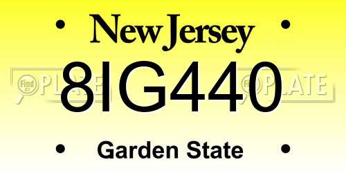 8IG440 New Jersey License Plate