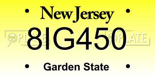 8IG450 New Jersey License Plate