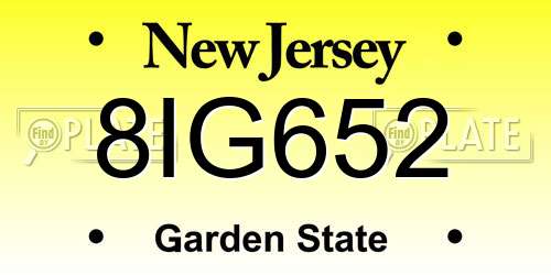 8IG652 New Jersey License Plate