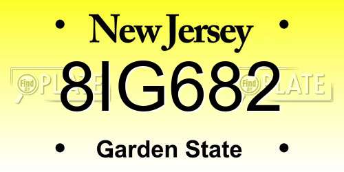 8IG682 New Jersey License Plate